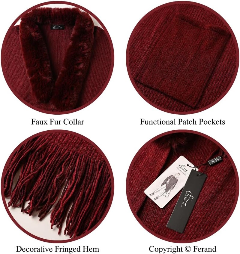 Ferand Shawl Wraps for Women, Cozy Lightweight Poncho Cape with Pockets, Warm for Fall Winter Travel - Image 4